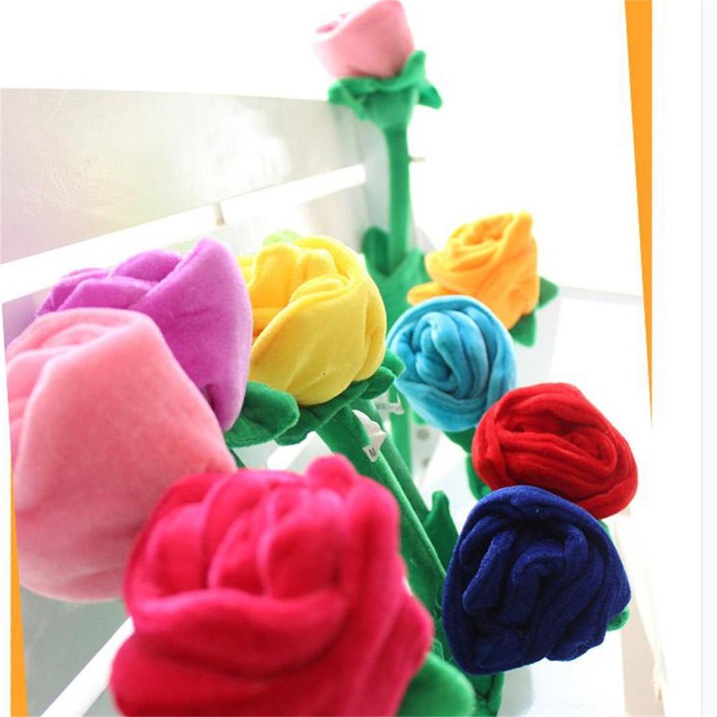 Simulation Plush Rose Assorted Colors Rose Long Flexible Stem for Decoration