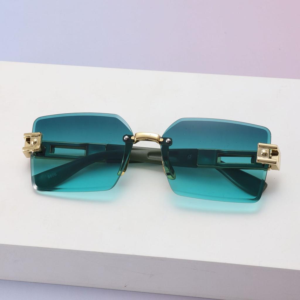 Frameless Diamond Trimmed Square Sunglasses Sunglasses Ladies Fashion Commuter Sunglasses