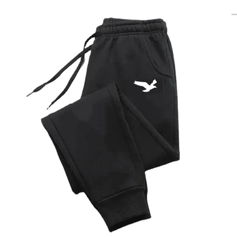 

Men Casual Sports Pants Eagle Print Sports Pants with Pockets Drawstring Sports Pants Men Outdoor Fitness Jogging Sports Pants S чорний
