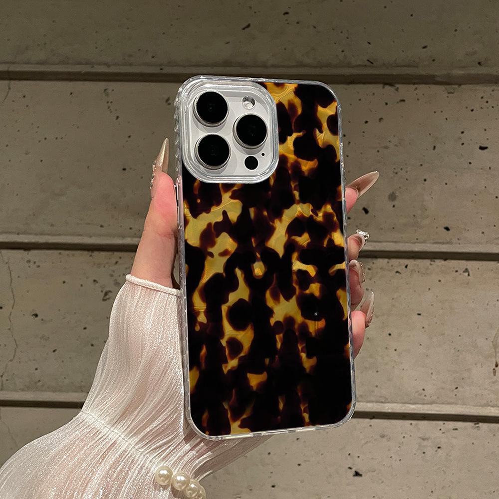 Retro amber pattern mobile phone case is suitable for iPhone15/16/17 Apple full series transparent soft case in stock