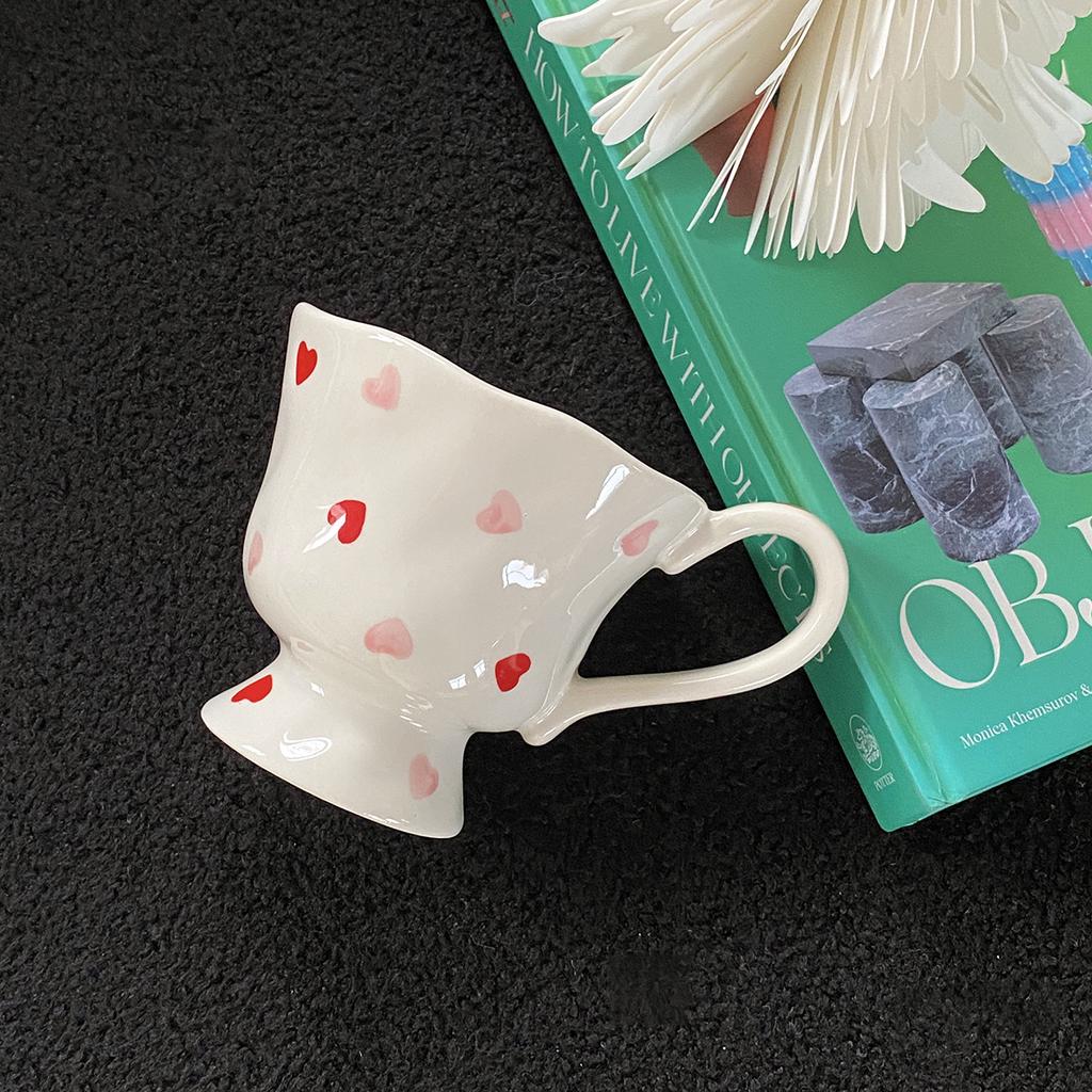 1 szt. 350 ml Oryginalny Design Małe Serce Ręcznie Lepiony Ceramiczny Kubek, Kreatywny i Wykwintny Kubek do Kawy, Ładny, Odpowiedni na Prezent Walentynkowy