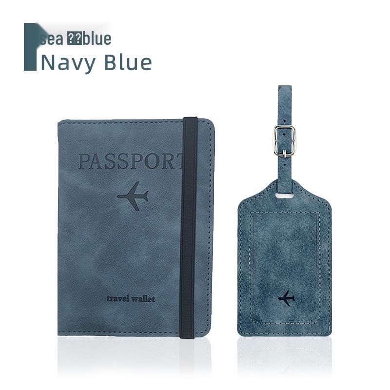 Farbwechselnder PU-Leder-Reiseausweishalter & Gepäckanhänger-Set mit RFID-Schutz