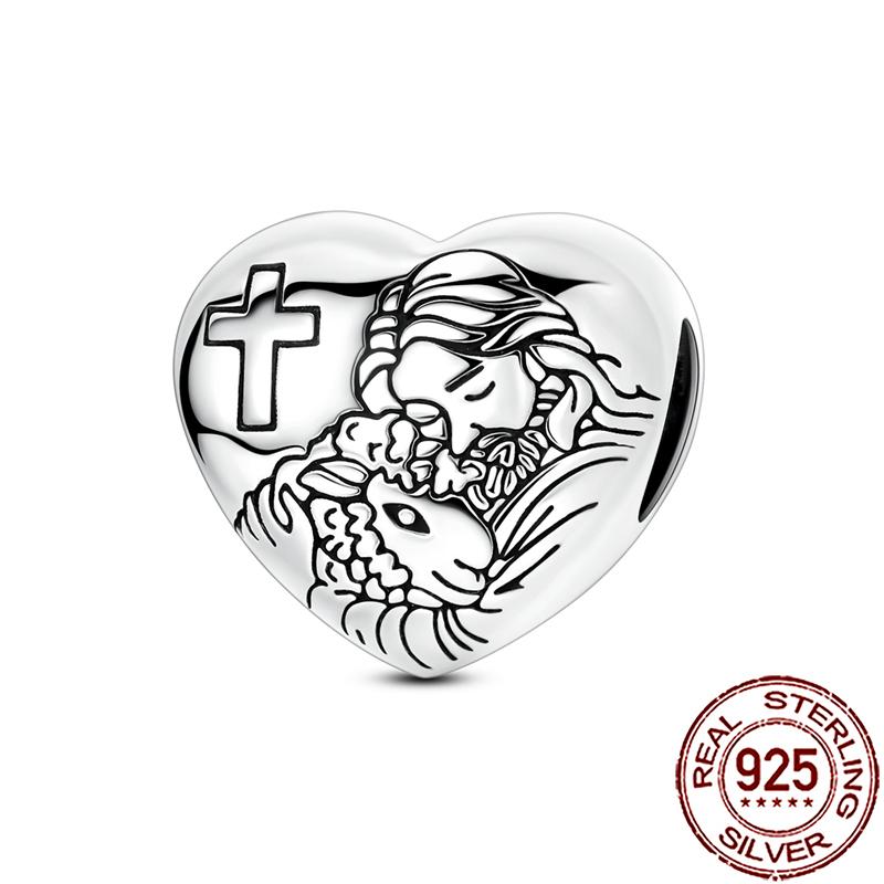 Charms Copper Angel Crucifix Cross Dangle Religious Beads Fit Snake Chain Bracelet Necklace Women Diy Jewelry