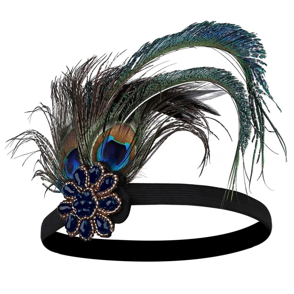 Feather Hair Accessory for Halloween Wedding Photography 1920s Gatsby Ball Party Performance Year End Meeting Headband