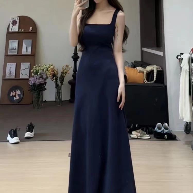Maillard Haute Couture Design Temperament Solid Color Waist Dress Women's Waist Long Skirt Female A-line Little Mother Style Dress
