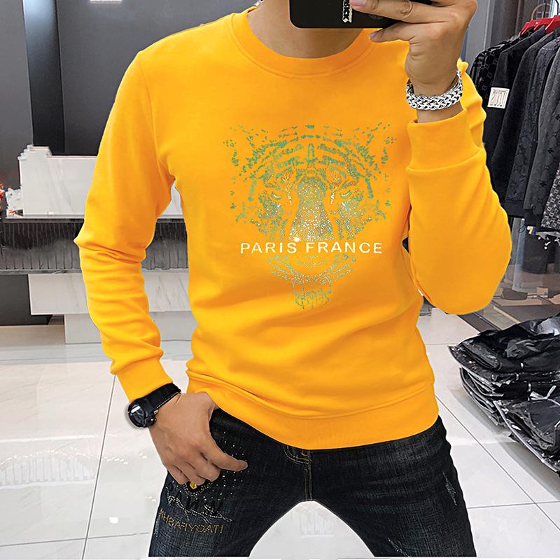 European Men's Laser Tiger Head Sweatshirt – Versatile, Trendy, Warm Fleece-Lined Pullover