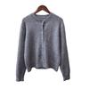 Autumn and Winter New Loose Solid Color Knitted Cardigan Round Neck Soft Waxy Lazy Wind Temperament Sweater Jacket Women