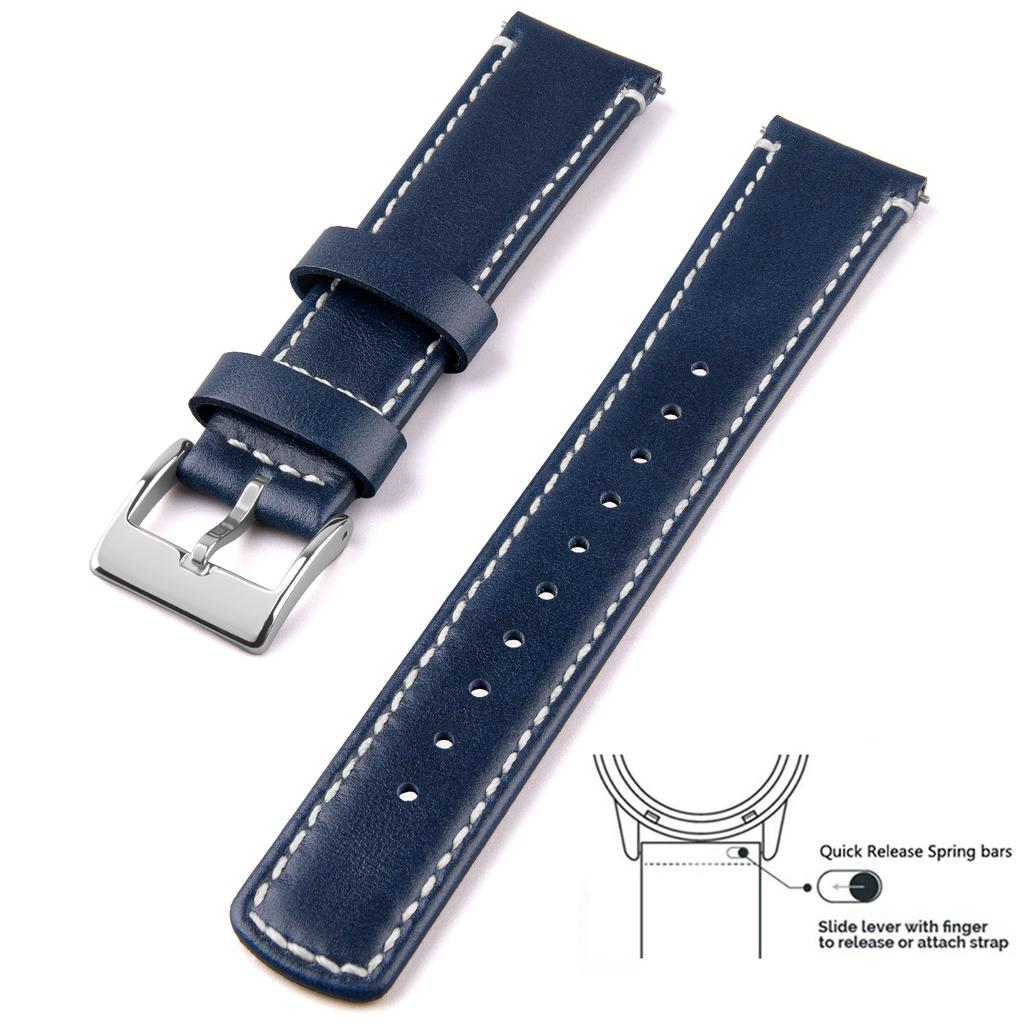 Genuine Leather Top Grain Watch Band, Quick Release 20mm/22mm Watch Strap, Fits Samsung Galaxy Watch, Men and Women Watch band