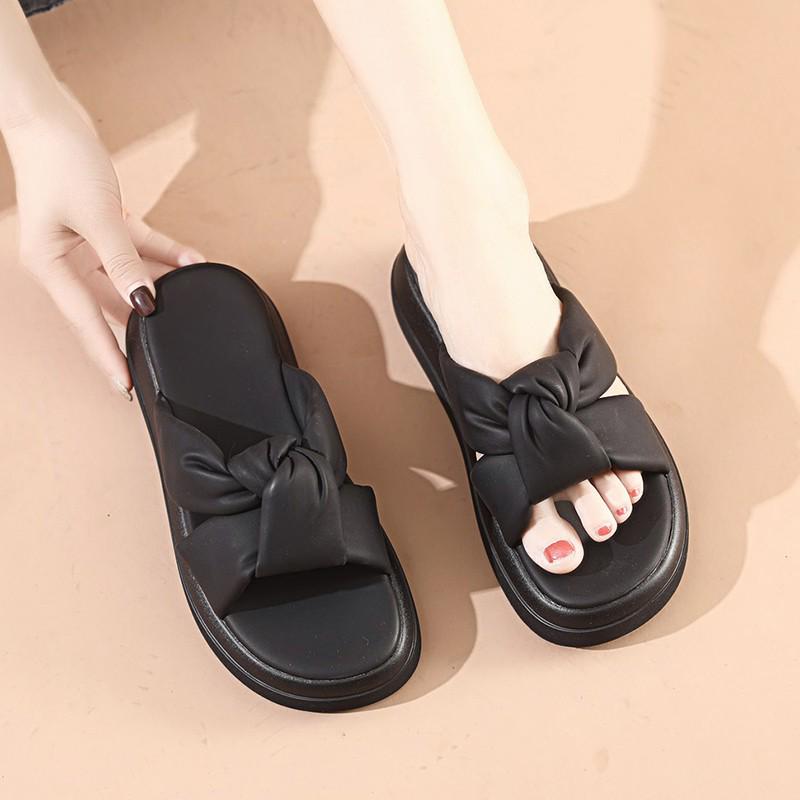 Bezaubernde grüne Damenpantoffeln mit dicker Sohle: Sommer 2025 Weiche Flache Sohlen, Perfekt für Kleider