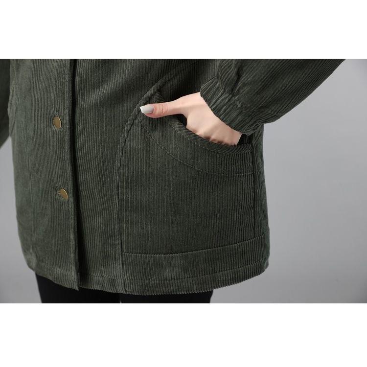Winter Corduroy Jacket for Middle-aged Women Casual and Loose Mom's Cotton Jacket Cotton Top