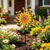 Double Sided Bee Wind Spinner Anti-Rust Metal Garden Stake Sunflower Motion Art Wind  Yard Ornament