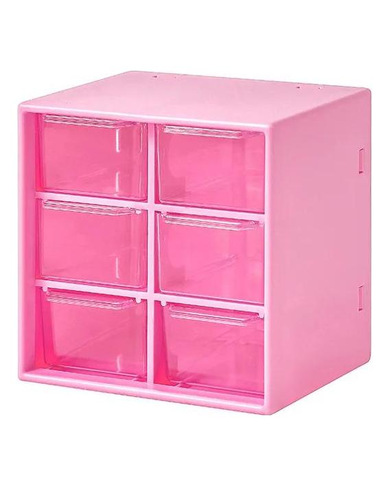 Staubdichte Aufbewahrungsbox mit 6 Fächern, farbiges Gummiband für den Schreibtisch, Haar-Accessoire, kleine Objekte, Fach mit großer Kapazität, Schubladen-Aufbewahrungsbox