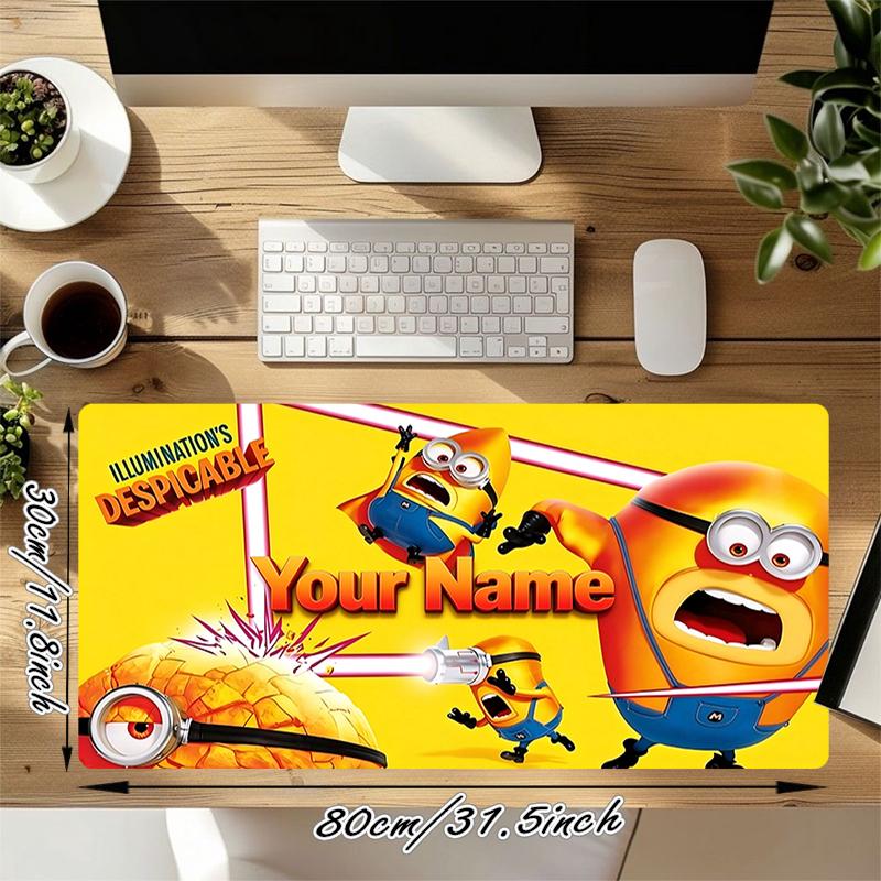 Custom 1Pc Despicable Minions Print Gaming Mouse Pad Keyboard Desk Mat Non-slip Rubber Lock Edge Waterproof Computer Mousepad for Office Q173