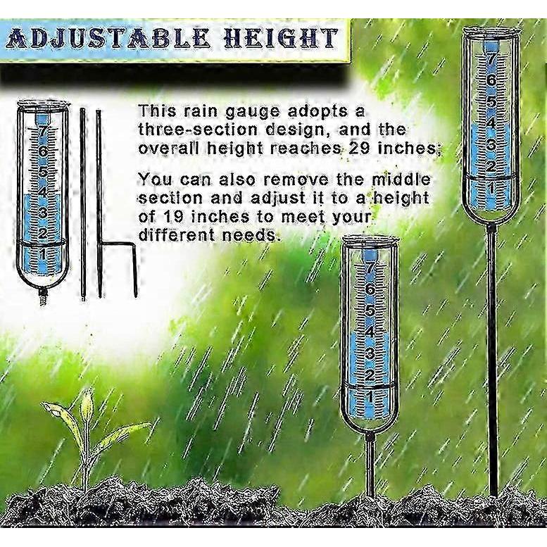 Outdoor Rain Gauge Glass With Float, Detachable Rain Gauge With Stake, Suitable For Garden, Yard, Patio, Deck, Lawn (blue Raindrops)
