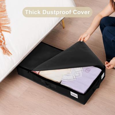 Under-Bed Storage Box with Wheels Foldable Storage Bin Under Bed Zippered Space-Saving Rolling Organizer for Clothes Blankets Beddings