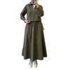 2025 Cross-border European and American Autumn New Cardigan Temperament Lapel Zipper Top Elegant A-shaped Long Skirt Women's Clothing