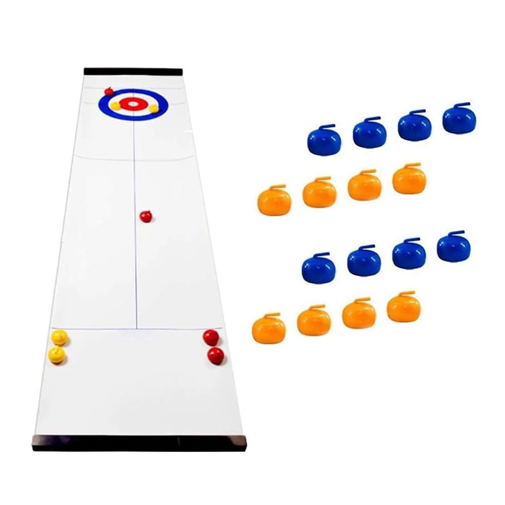 Compact Curling Family Games with 8/16 Tabletop Curling Stones Compact Curling Board Game Sport Party Game Equipment for Age 6+