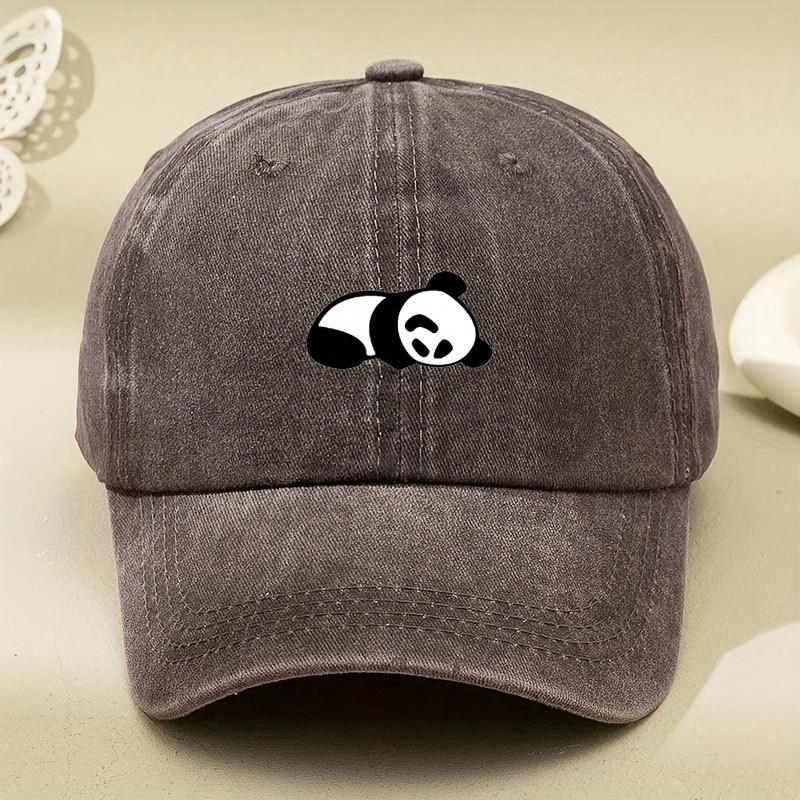 Baseball Cap, Lazy Panda Cartoon Print, Retro Soft Top Duckbill Cap, Outdoor Sports, Running and Leisure Choice