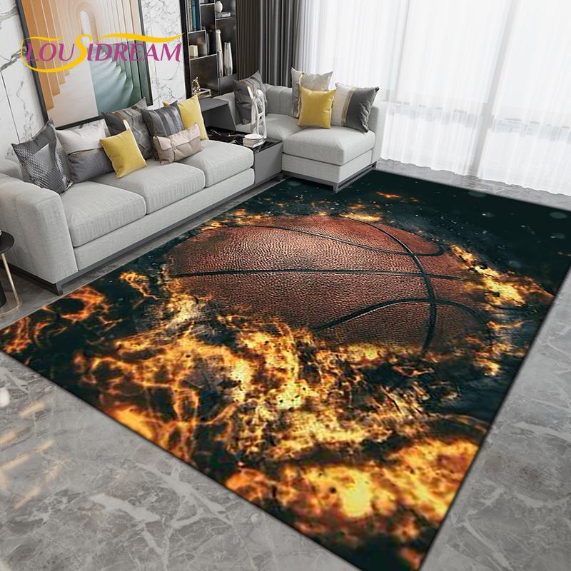 3D Creative Basketball Basketball Court Area Rug,Carpet Rug for Living Room Bedroom,Kitchen Bathroom Doormat Non-slip Floor Mat