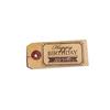 Kraft Labels - ARTEMIO - Happy Birthday - 50 Pieces - 9x4 Cm - Wooden Stamp 6.5x4 Cm