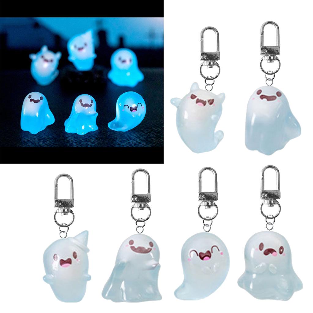 Set of 6 Apparition Pendant Keychain Glowing Specter Shaped Keyring Pendant Bag Accessory for Halloween Enthusiasts
