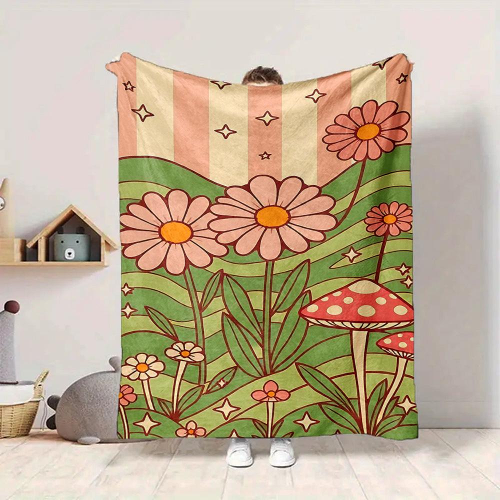 1pc Flower Fantasy Lightweight Flannel Blanket, Comfortable and Warm Blanket, for Office and Camping Sofa Bed, Livingroom166