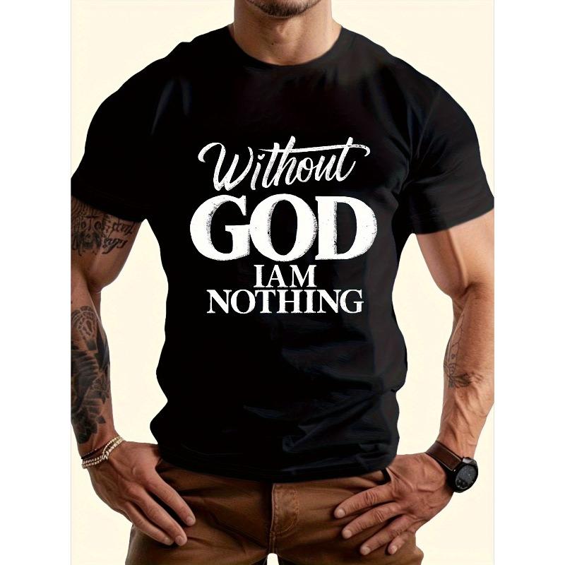

Men s Printed T-Shirt, Classic Fit Short Sleeve Round Neck Casual Tee, Bold Text Design, for Daily Wear, Comfortable Summer Shirt, Breathable Cotton S чёрный