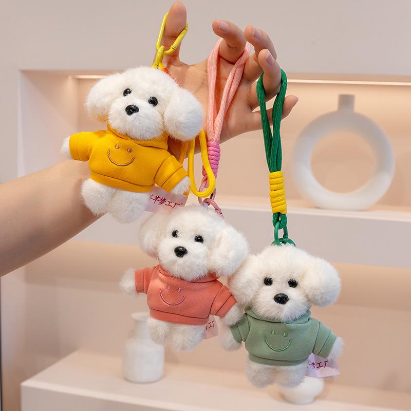Adorable Plush Puppy Hoodie Keychain - Charming Bag Accessory & Gift for Friends
