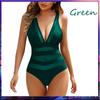 Sexy Black One Piece Swimsuit Women Deep V Neck Hollow Backless Slim Fit Beach Bathing Suit Lace High Waist Swimwear With Bra