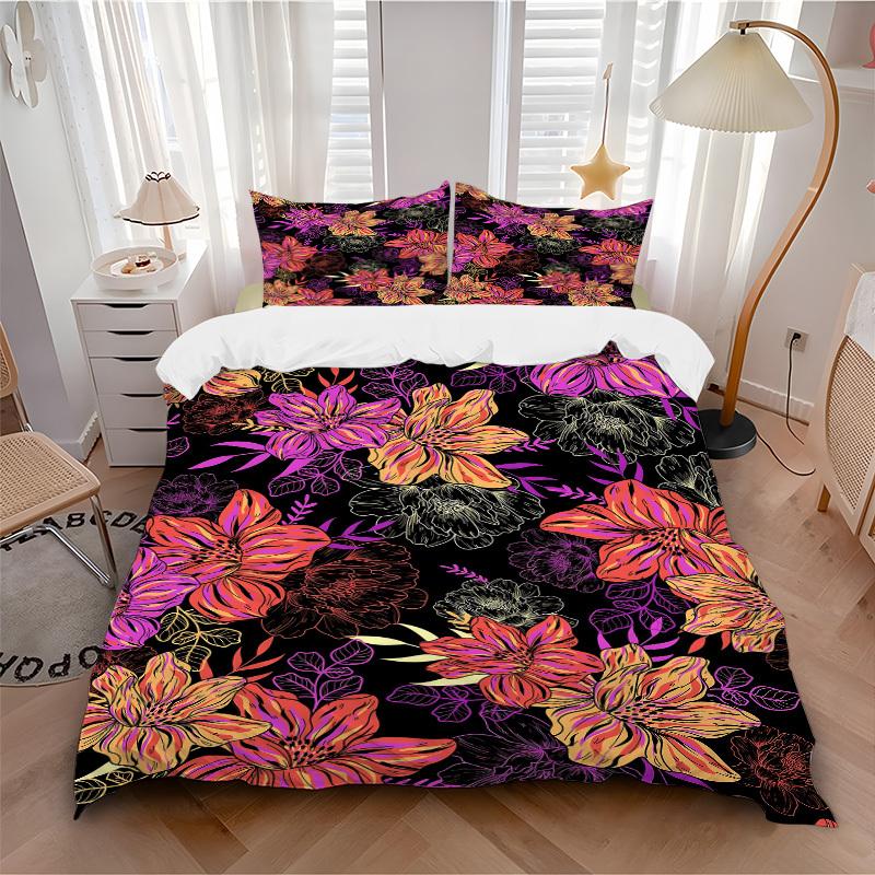 3pcs Floral Pattern Bedding Set, Breathable and Soft, Suitable for All Seasons, Ideal for Home Use, Suitable for Bedroom Decor 21157