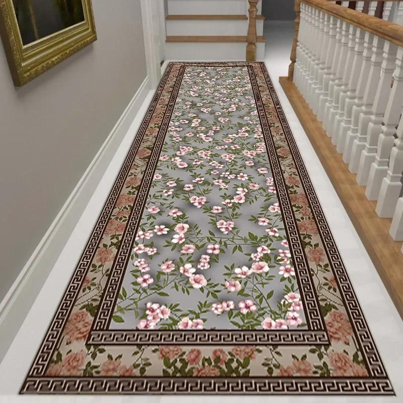 Luxusní chodba Dlouhé koberce pro běžce Předsíň Modrý zlatý žakárový koberec Obývací pokoj Hotel Schodiště Rohož Neskluzový domácí kuchyňský koberec