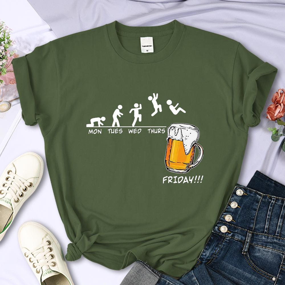 

Looking Forward To Friday Party Beer Cheers Funny Priting Womens T Shirts ONeck Comfortable Clothes Fashion Female TShirt S