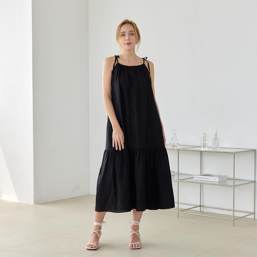 Belrma Linen Halter Neck Frill Dress
