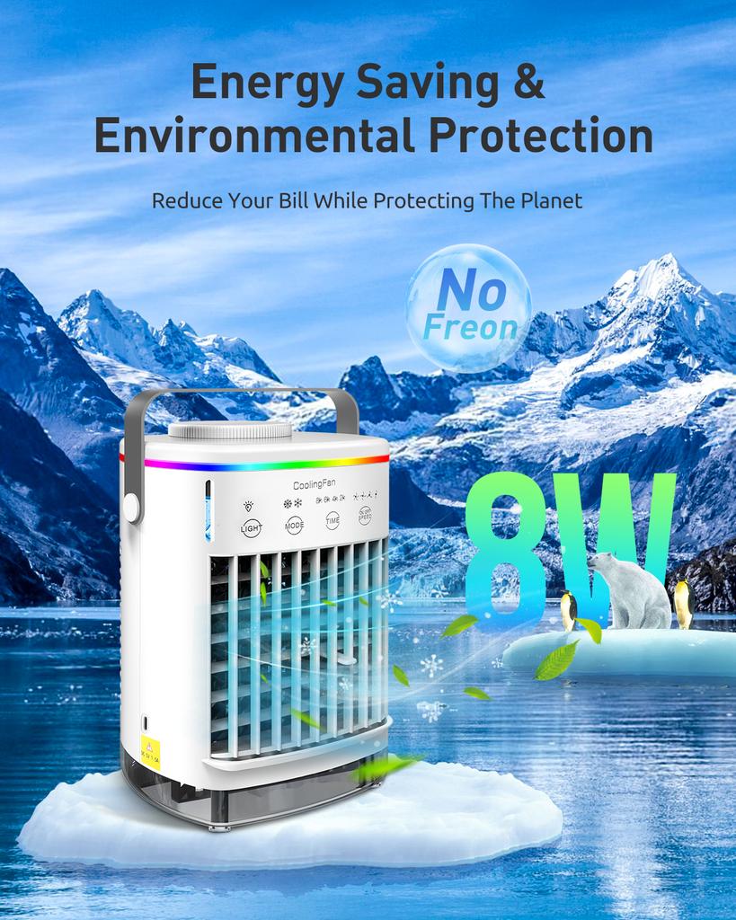 Portable Air Conditioner Mini Air Cooler Fan USB Air Conditioning 700ml Water Cooling Fan Humidifier For Home Room Office Desk