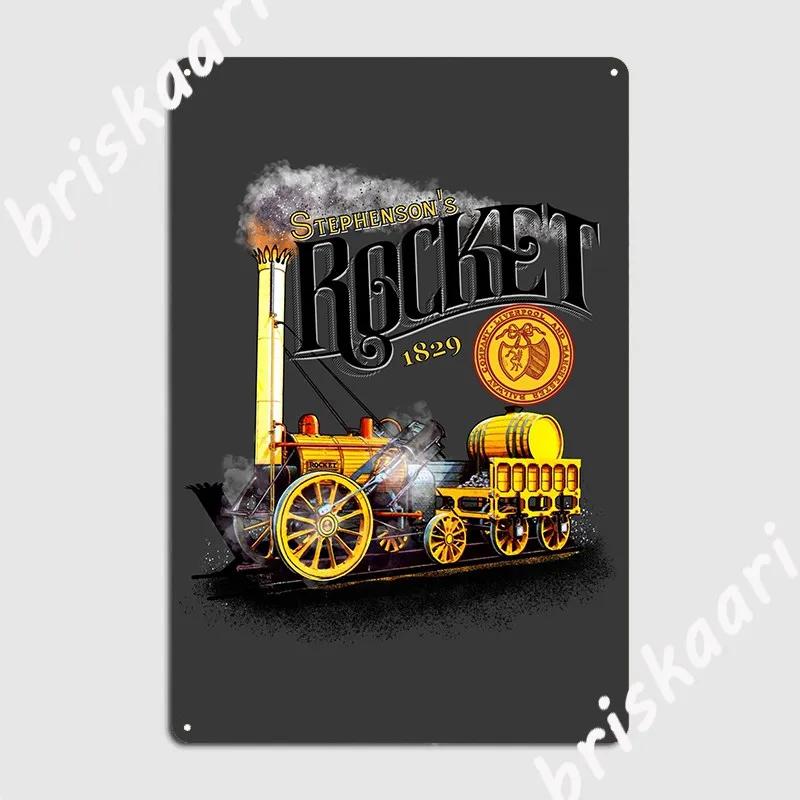 DORA Tin Sign Stephensons Legendary Rocket Steam Engine Metal Sign Funny Plaques Living Room Club Home Tin Sign Poster 20x30cm(7.8x11.8inch)