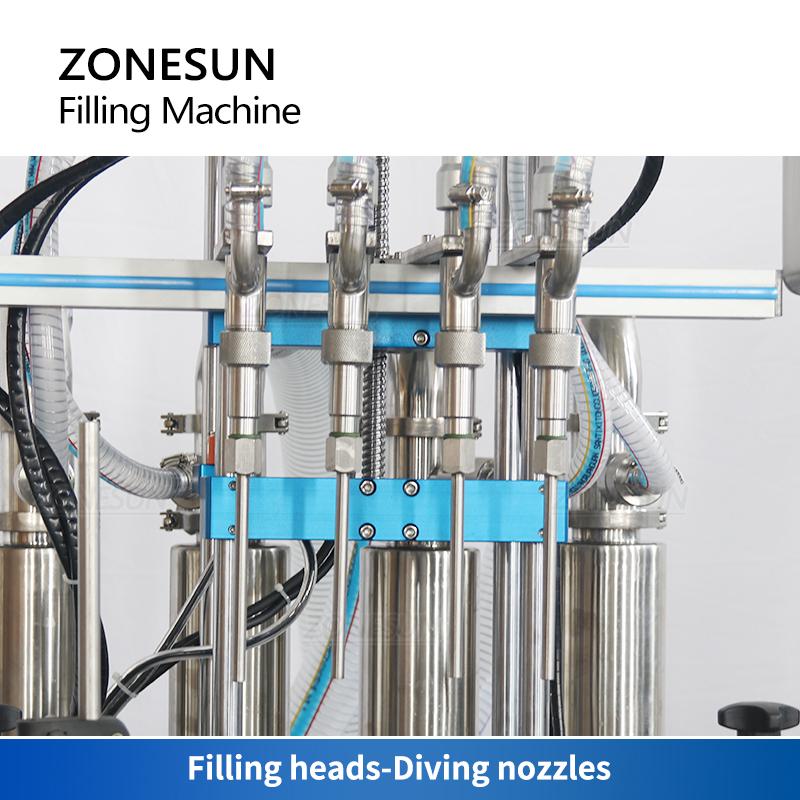 ZONESUN ZS-SV4HS Liquid Filling Machine Automatic High Accuracy 4 Heads Servo Piston Pump Filler Beverage Cosmetic Milk Water