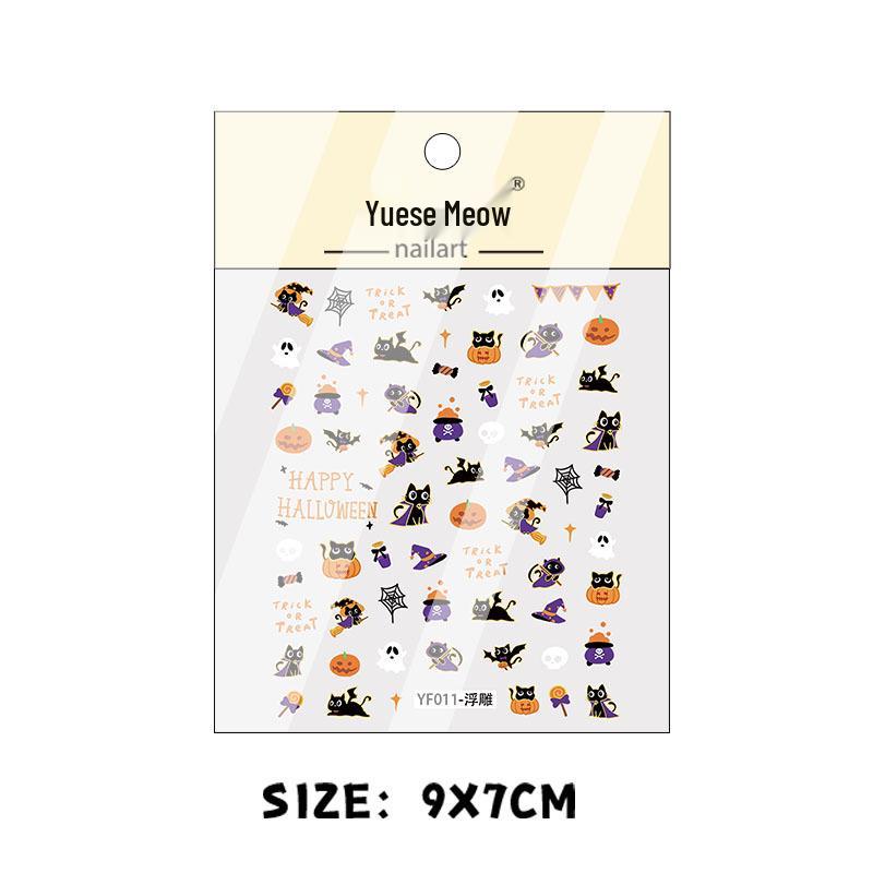 New 3D Halloween Nail Art Stickers: Embossed Pumpkins & Bats