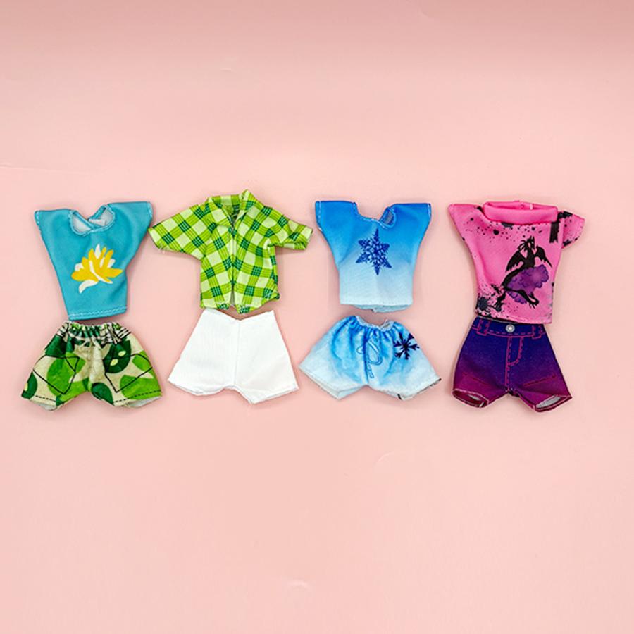 4pcs 1/6 doll Fashion Casual Clothes Set Top Shorts and Trousers for Girl Doll Accessories DIY toy Dollhouse Miniatures