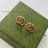 Vintage Double C Antique Bronze Stud Earrings – Women's Distressed Classic Style