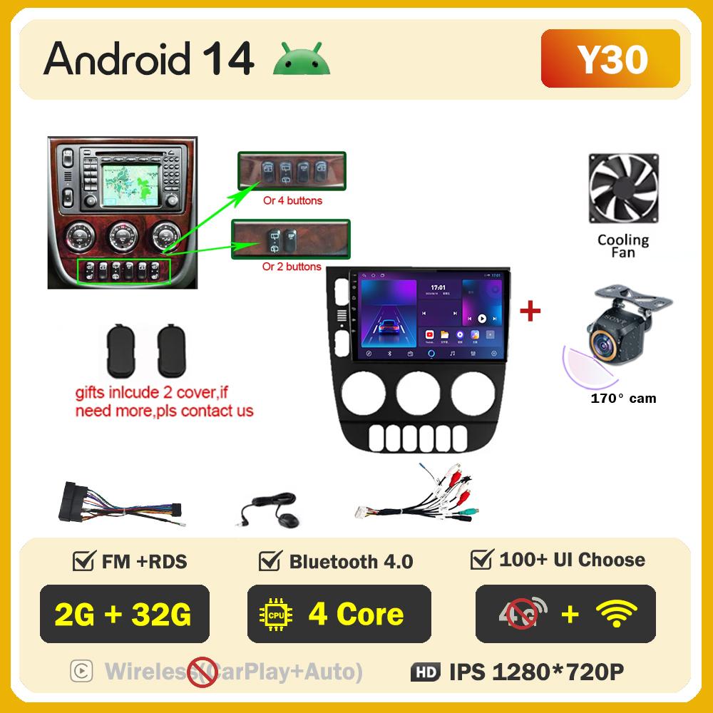 For Mercedes Benz M-Class W163 ML 1997-2005 Carplay Auto Screen Wireless Android Auto Car Intelligent Systems AutoMotive 8 Core