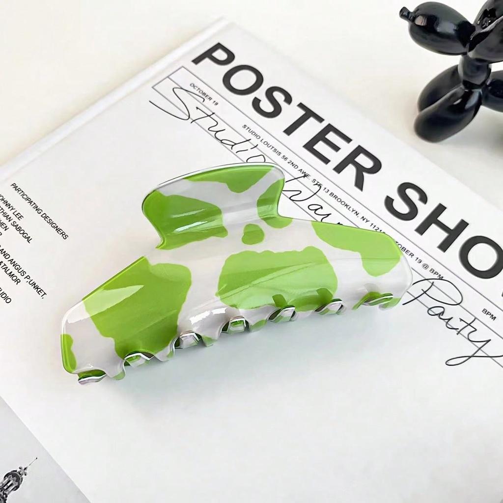 1pc Color Zebra Pattern Hair Clip French Retro Large Shark Clip Fashionable and Versatile Back of Head Disc Hair Grab Clip