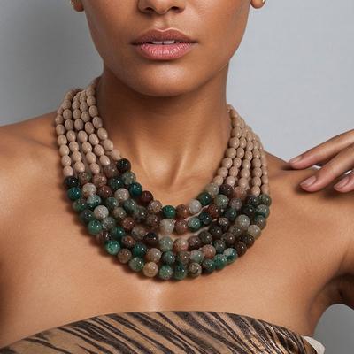 Statement Boho Kleurverloop Meerlaagse Kralenketting Handgemaakt voor Vrouw Bruiloft Feest Sieraden