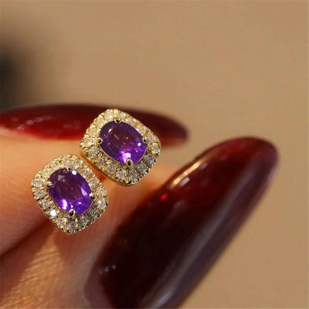 Cute Female Small White Pink Zircon Stone Stud Earrings Vintage Gold Color Wedding Party Gift  For Women
