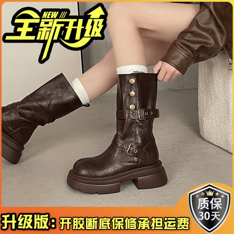 Retro British Style Rivet Martin Boots Women's 2025 New Autumn and Winter Popular Thin Suede Short Boots Women's Boots
