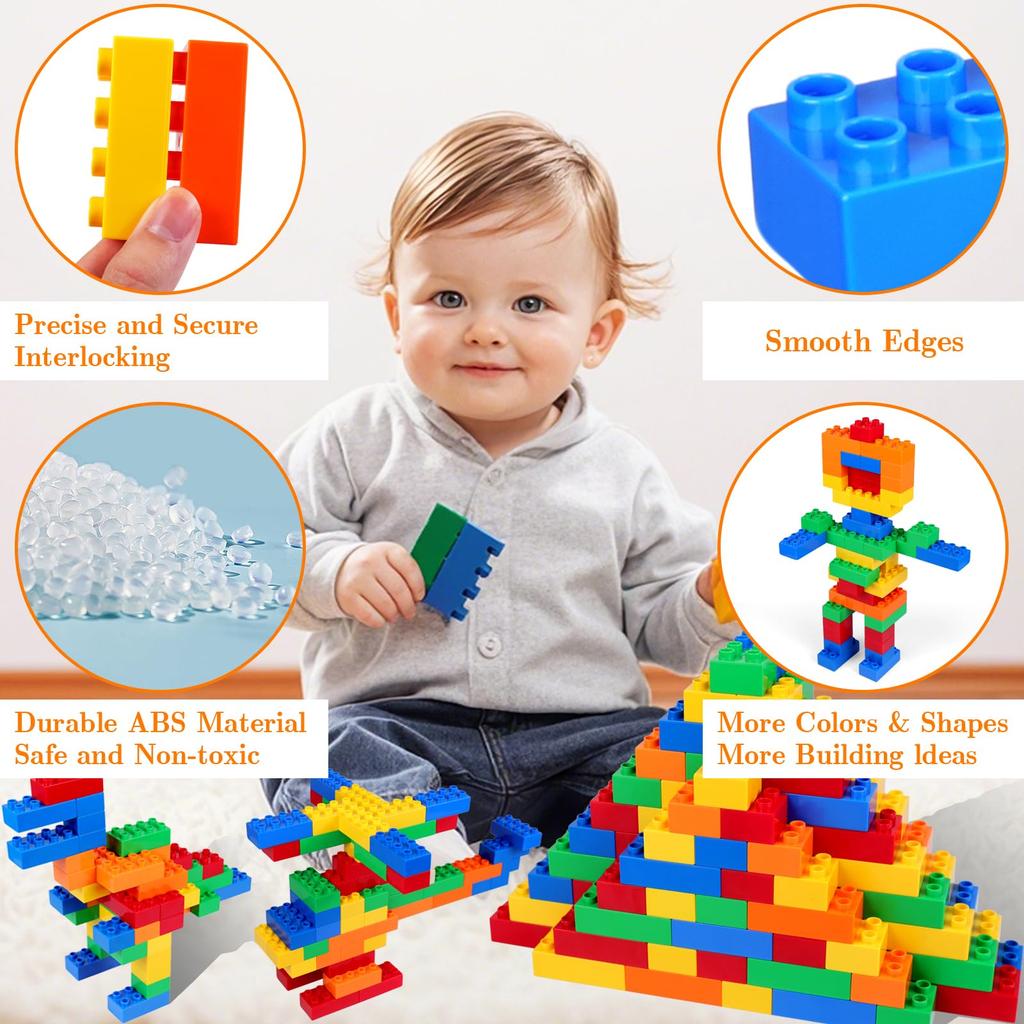 ABS extra large size Fully compatible Suitable for ages 2 and up Educational toys Great for additional purchases 70-piece 5-color blocks,