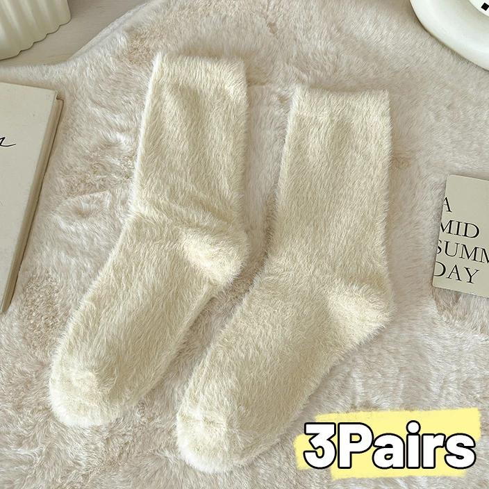 Weiche Nerz-Fleece-Socken für Damen Mädchen Winter Warm Verdicken Korallen Plüschsocken Kawaii Bonbonfarbe Thermische Haus Schlaf Bodensocken