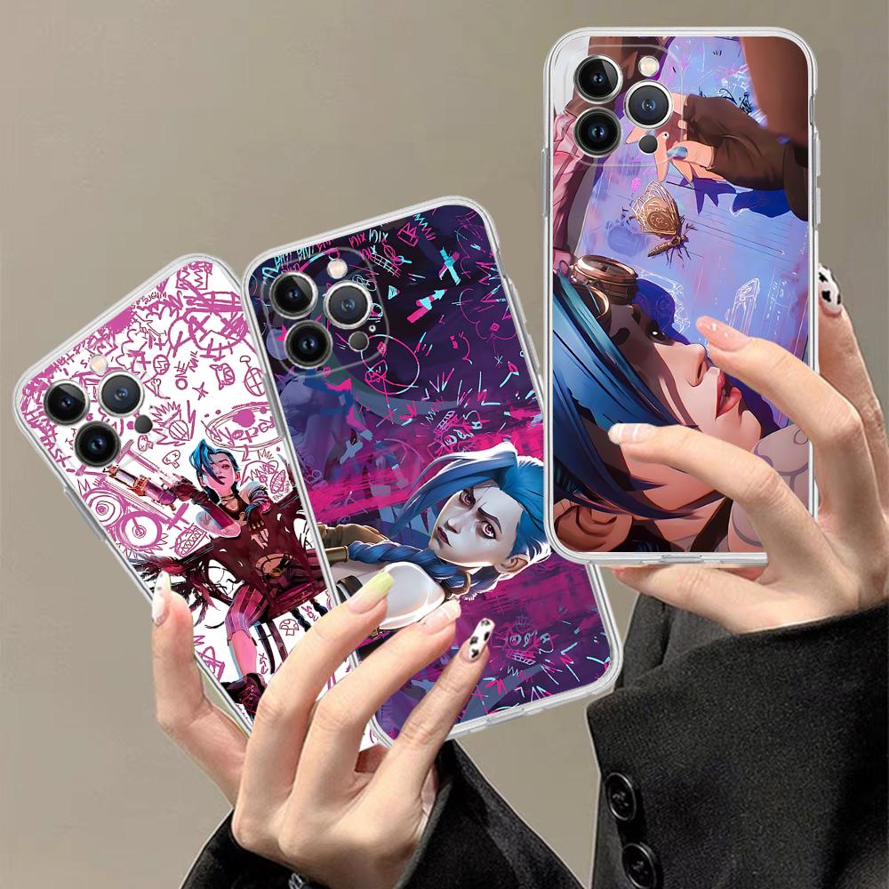 Anime Arcane J-Jinx-Vi Phone Case For IPhone 16 15 14 13 12 Mini 11 Pro XS Max X XR SE 6 7 8 Plus Soft Silicone Cover