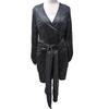 Women's Hot Gold Point V-neck Lantern Sleeve Ruffled Dress Dress Slim Sexy Lace-up Dress
