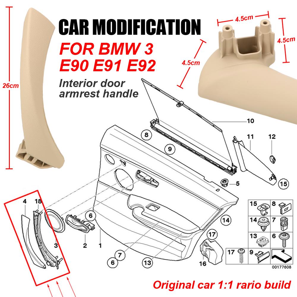 Upgraded Interior Door Pull Handle With Cover Trim Replacement For BMW 3 Series E90 E91 E92 316 318 320 325 328i 2004-2012