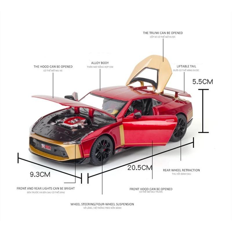 1/24 Niaasn GTR 50 Alloy Sports Car Model Diecasts Metal Toy Race Car Model Sound and Light Simulation Collection Childrens Gift